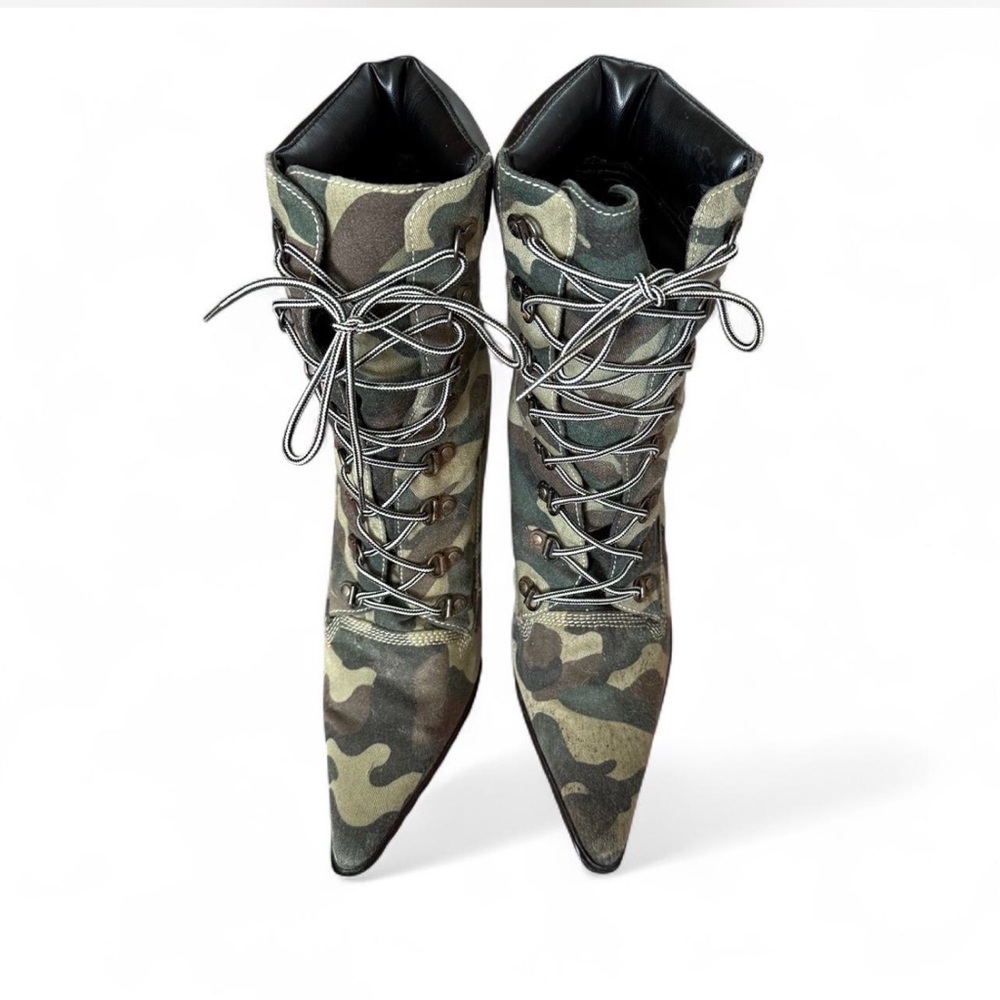 Camouflage Lace-Up Stiletto Ankle Boots - Women - Picture 3 of 6